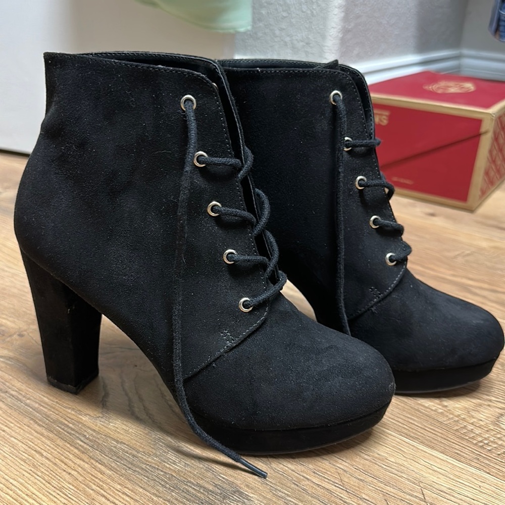 Forever 21 Black Lace Up Booties